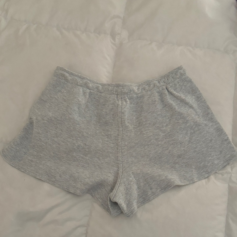 Brandy Melville Women’s Cozy Waffle Knit Drawstring Shorts - Light Gray - Picture 3 of 3